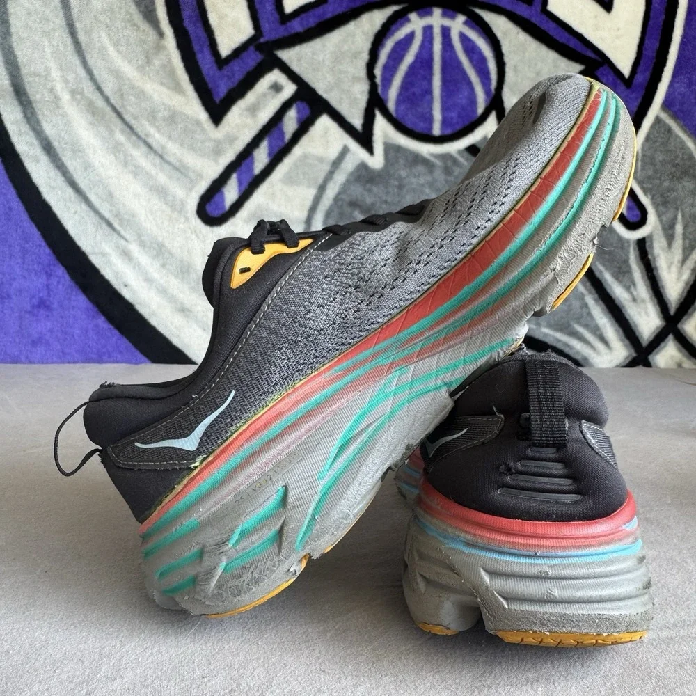 Size 10D - Hoka One One HOKA Bondi 8 Anthracite Blue Red 1123202 ACTL